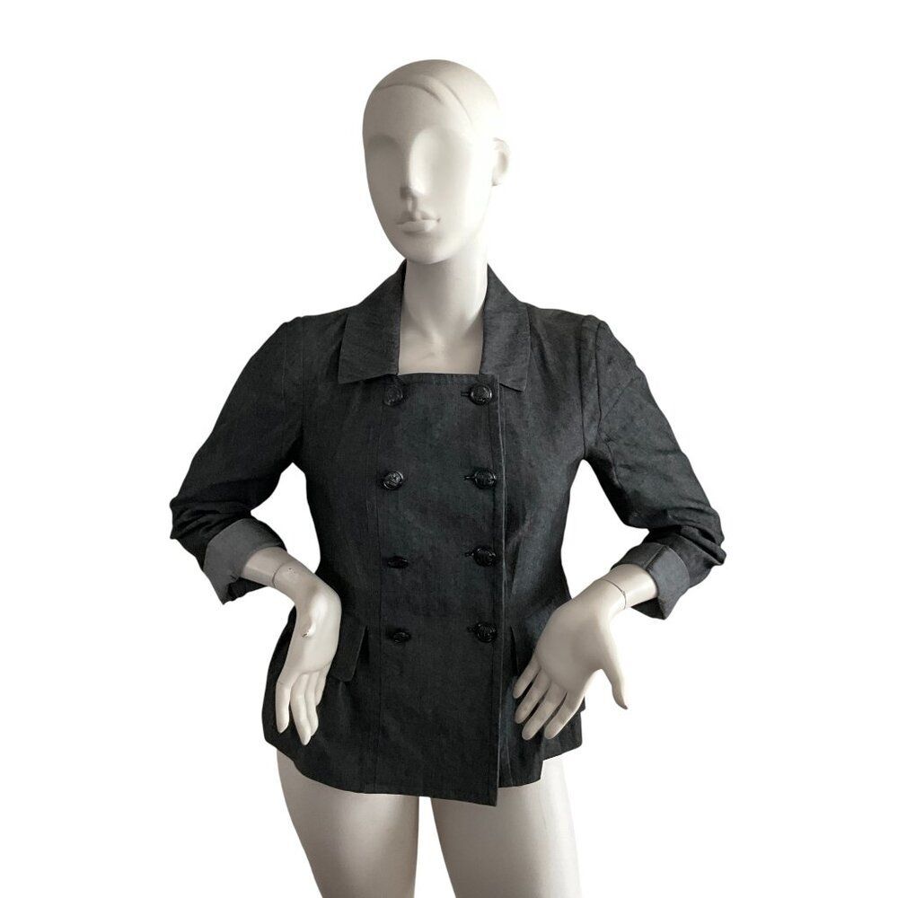 Sandro Sportswear Peplum Double Breasted Jacket Black M - Picture 2 of 11